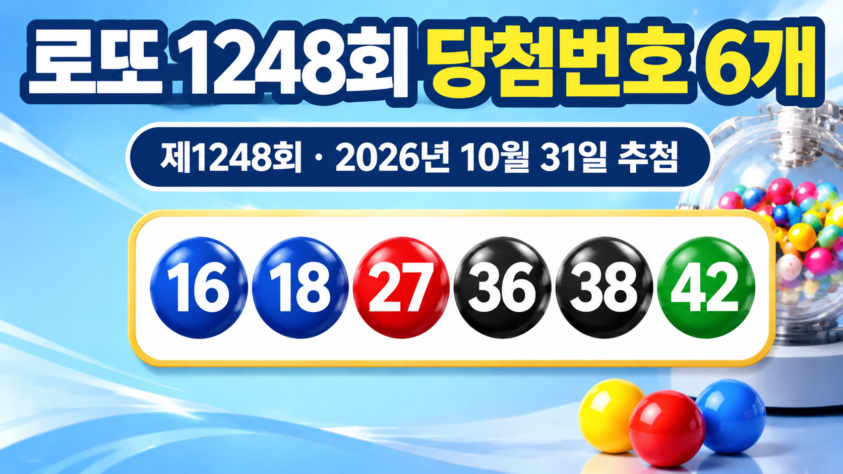 로또 1248회 당첨번호 6개