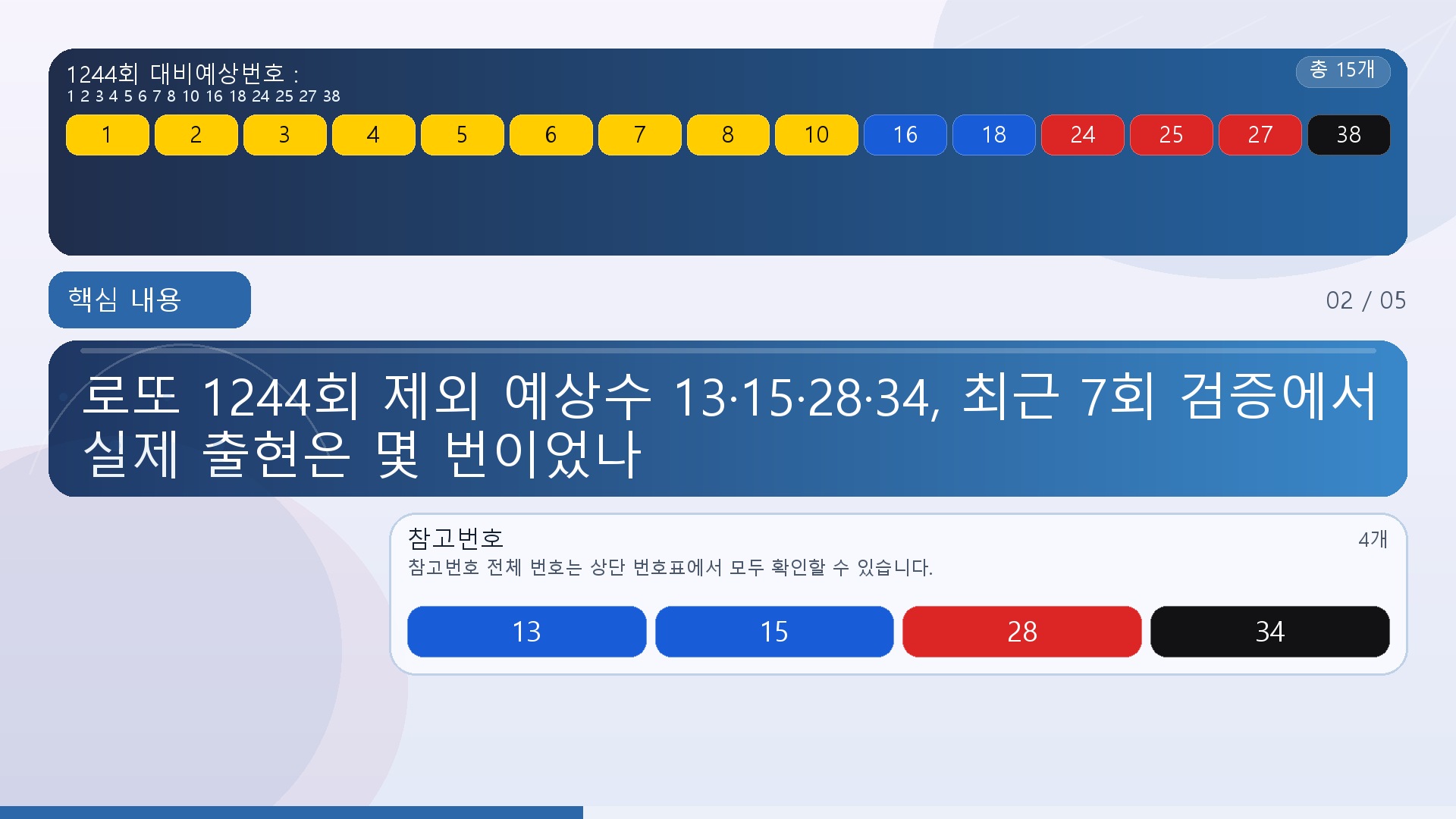 ==이번 화면에서 가장 헷갈리기 쉬운 부분은 ‘제외 예상수’와 ‘실제로 나오지 않는 번호’가 같은 의미가 아니라는 점입니다.== - 핵심 내용 핵심 내용을 정리한 정보형 이미지