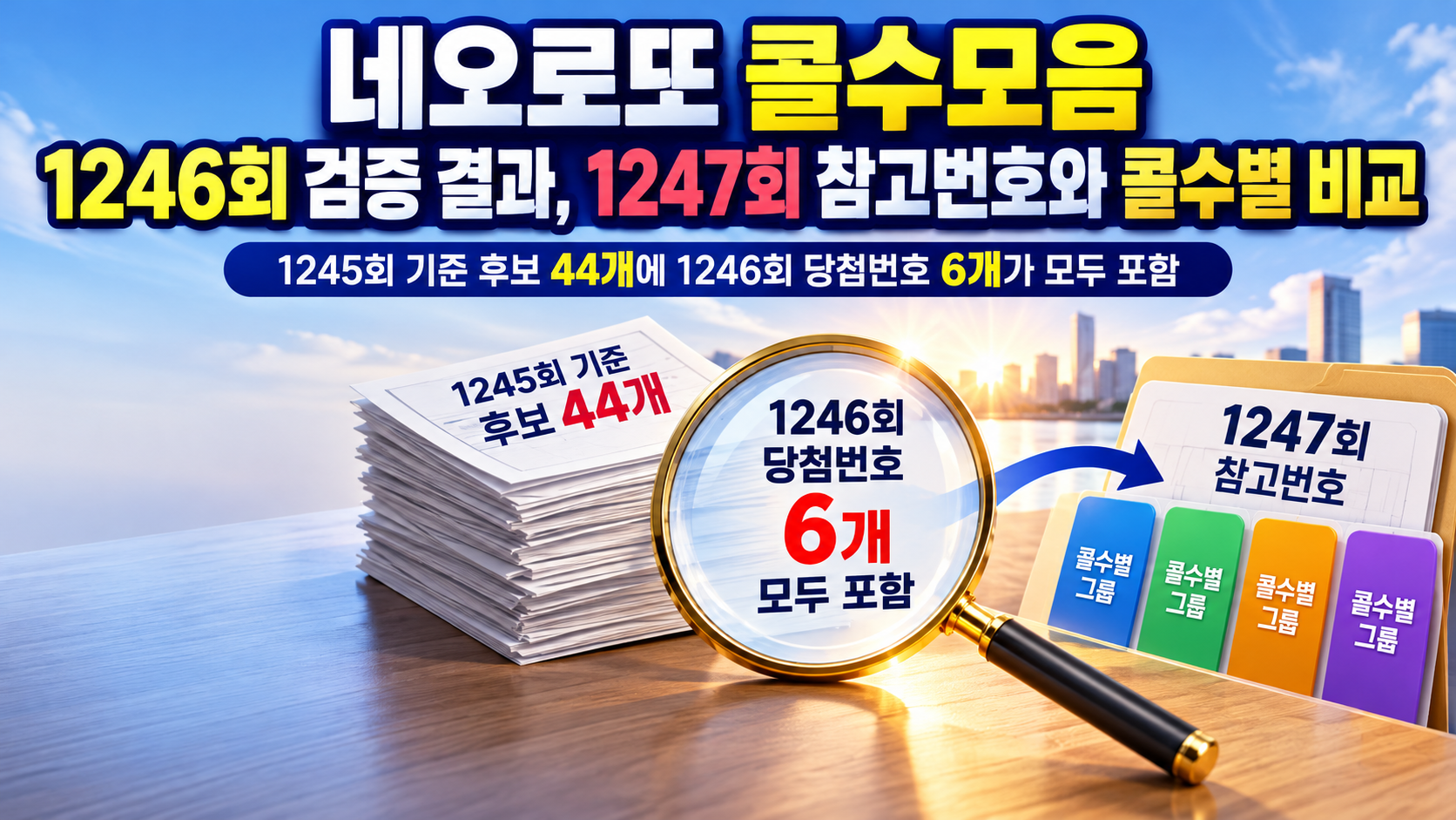 네오로또 콜수모음 1246회 검증 결과, 1247회 참고번호와 콜수별 비교